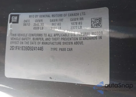 2013 Chevrolet Camaro 2Ls from USA, damaged, VIN 2G1FA1E39D9241446